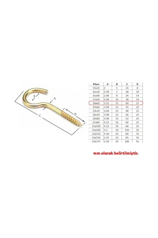 Lexroo Metal Piton Vidalı Gerdirme 18x60 Çekme Kaldırma Tavan Açık Ağız Kancalı Avize Asma Kiti 5 Diğer