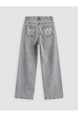 Lc Waikiki Karışık Wideleg Fiyonk Nakışlı Kız Çocuk Jean Pantolon Karısık