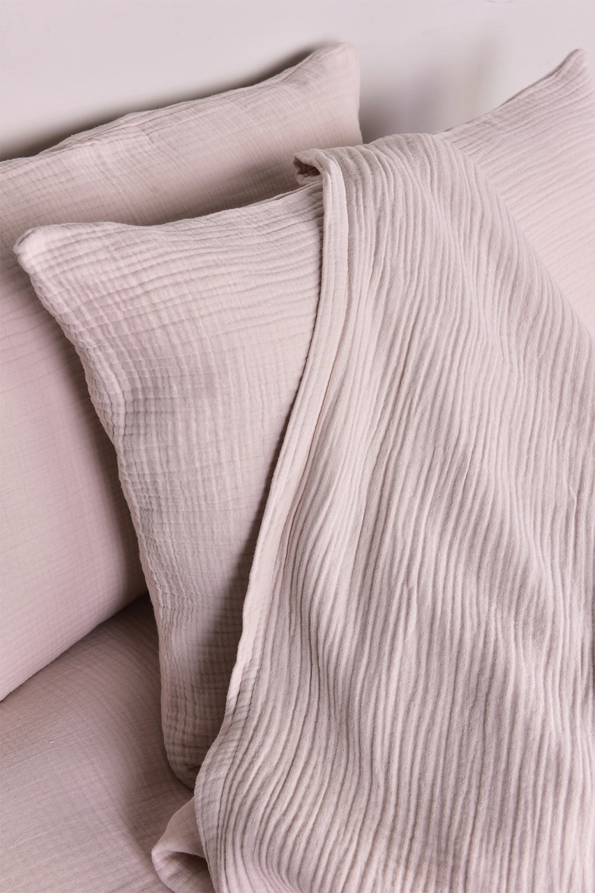 Müslin Çift Kişilik Nevresim Takımı Bej Bej