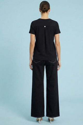 Oversize Siyah Saten T-shirt Siyah