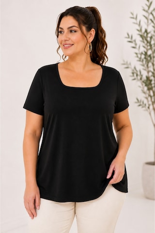 Gülmina Moda Kadın Kare Yaka Bluz - Siyah