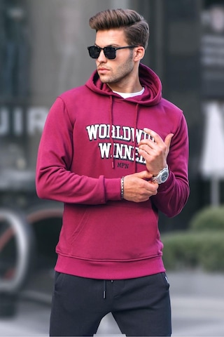 Madmext Bordo Baskılı Kapüşonlu Sweatshirt 6149-bordo Bordo