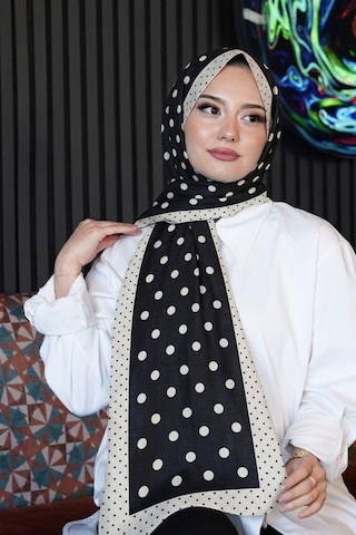 Afvente Puantiye Desen Siyah Soft Pamuk Şal Diğer