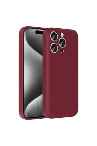 Apple Uyumlu iPhone 15 Pro Max Kılıf Kamera Korumalı Kartlık Hazneli Zore Vitra Kapak Mürdüm