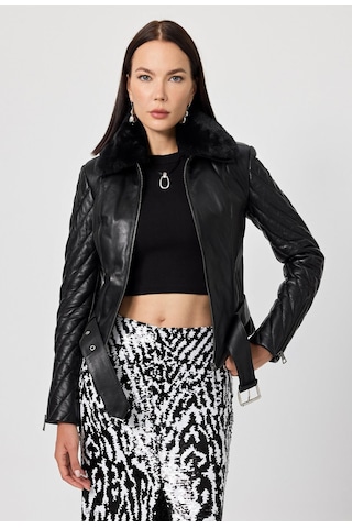 Belinda Siyah Deri Mont Siyah