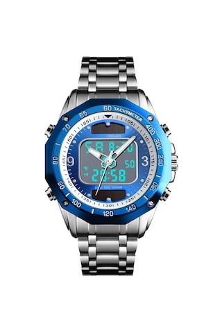 Erkekler Güneş Enerjili Kuvars Paslanmaz Çelik Analog Dijital Bilek Erkekler Mavisi Mavi