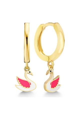 Gümüş Gold Kuğu Sallantılı Kadın Küpe 97968679