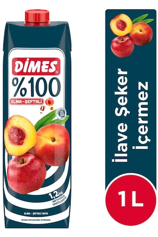 Dimes %100 Elma Şeftali Meyve Suyu 1 Lt X 6 Adet