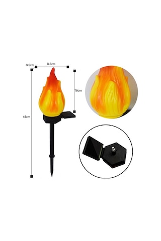 Trendooze Güneş Enerjili Bahçe Lambası, Alev Efekti, Su Geçirmez, Ip55, Modern Tasarım