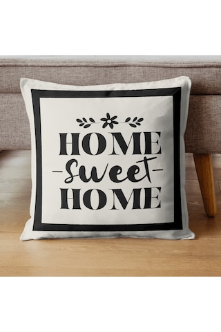 Home Sweet Home Dekoratif Kırlent Kılıfı Krem