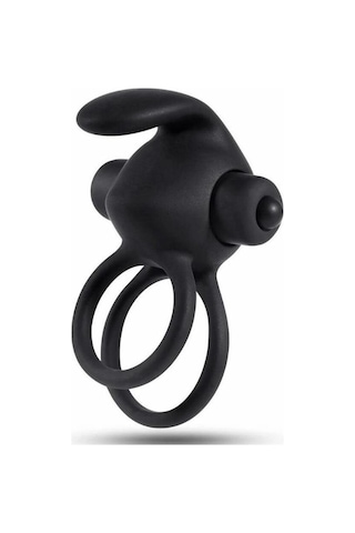 Red Fox Titreşimli Rabbit Penis Halkası Siyah