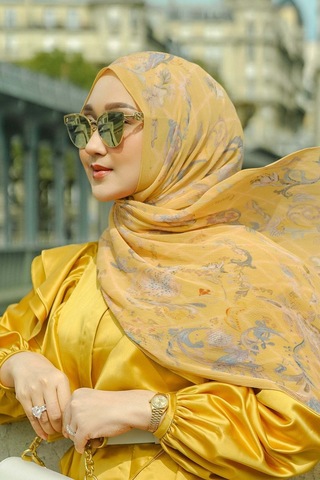 Buttonscarves Autograph Piliseli Şal - Jaune Sarı