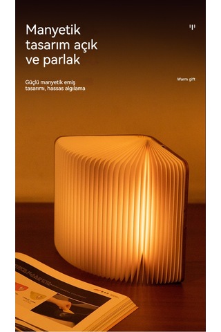 Led Şahşap Kitap Lambası Katlanıyor Sayfa Gece Lambası 1 Diğer