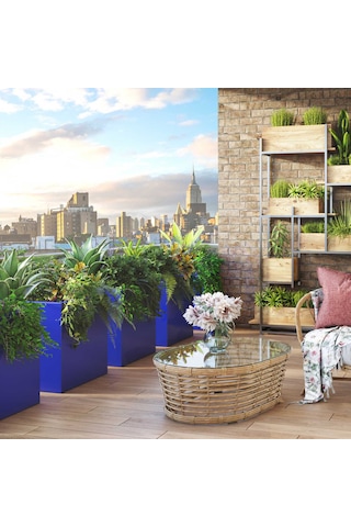 Mofiba Fiberglass Saksı Kare 35cm 35cm 35h Cm Lacivert