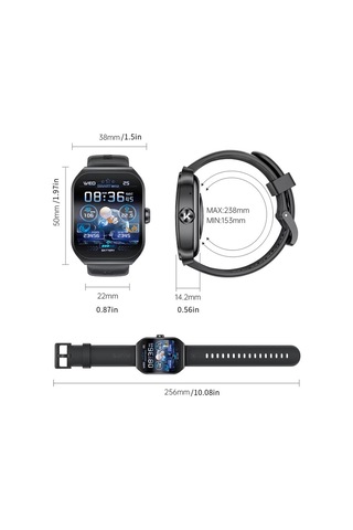 Geeroyoo JZR-GY Amoled 1.96" Nfc Bluetooth Görüşme 100+ Spor Modu Sağlık Uyku Takibi Sos Siyah Akıllı Saat (İthalatçı Garantili)