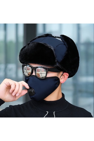 Cbtx Global Unisex Outdoor Kışlık Maskeli Bere Şapka - Lacivert