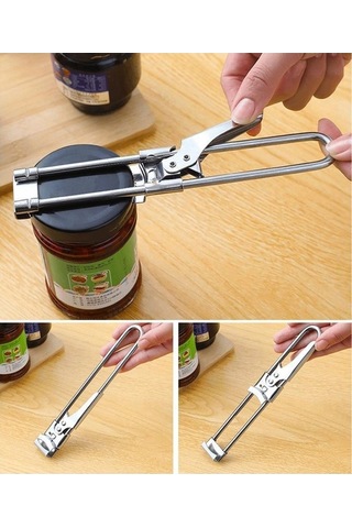 Moly Zayıf Eller İçin Gümüş Paslanmaz Çelik Şişe Açacağı Döner Açık Kapak, Manuel Sökme Pense Gümüş