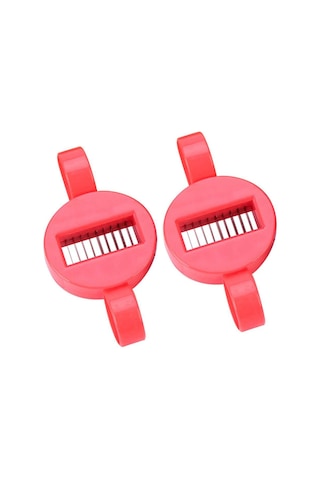 Moveevo 2'li Paket Yeşil Fasulye Dilimleyici, Fransız Usulu Uzun Bakla Kesici, Çelik Bıçaklı Mutfak Aleti, Çift Başlı Fasulye Şerit Kesici Kırmızı