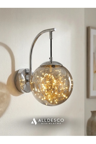 Glow Cam Peri Led Aplik Gold & Gümüş Gövde, Dekoratif Duvar Aydınlatma Gümüş