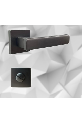 Lusso Antrasit 5 Adet Oda 2 Adet Wc Kare Rozetli Kapı Kolu Set - Lusso Ant 5+2