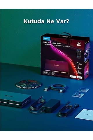 Govee Aı Sync Box 2 75-85 İnç Tv Arkası Led Aydınlatma Çok Renkli
