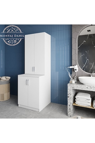 Aspen Çamaşır Ve Kurutma Makinesi Dolabı Banyo Dolabı Beyaz Beyaz