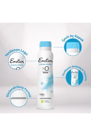 Emotion Ocean Fresh Kadın Vegan Deodorant 4x150 Ml Hızlı Kurur, Leke Bırakmaz