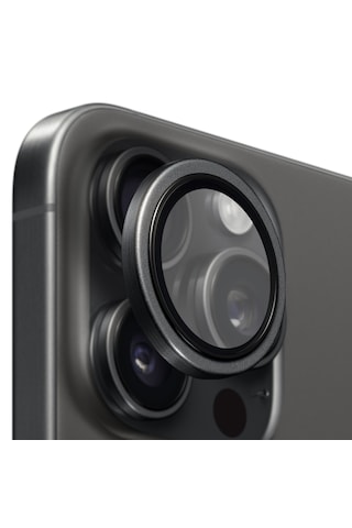 Buff Apple Uyumlu iPhone 16 Pro Max / 16 Pro Titanyum Lens Koruyucu Black