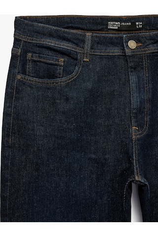 Koton Normal Bel Pamuklu Straight Fit Jean Pantolon - Mark Jean Koyu İndigo 7wam40078nd