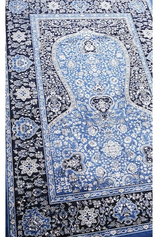 Lale Mihrap Seccade Ultra Lüks % 100 Modal, Sık Dokuma Halı Seccade- Saks Mavi 80x120 Cm Çok Renkli