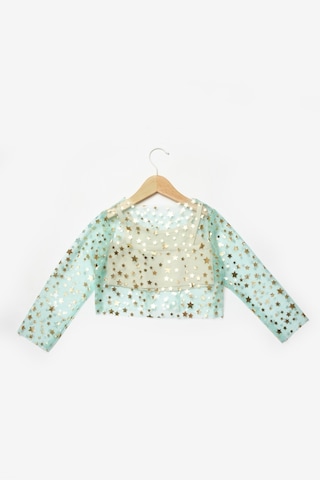 Le Mabelle Mint Uzun Kollu Yıldızlı Kız Çocuk Tül Crop Mint