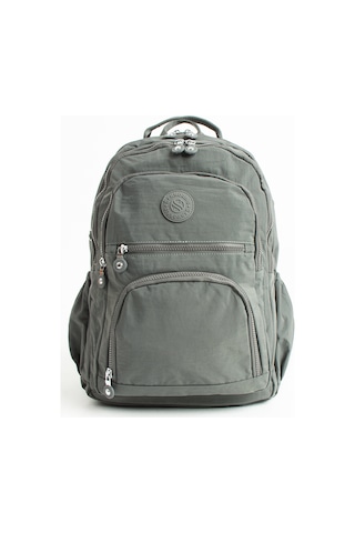 Sanmorris Unisex Suya Dayanıklı Krinkıl Kumaş Çok Gözlü Orta Boy Koyu Gri Renkli Laptop Okul Ve Sırt Çantası Koyu Gri