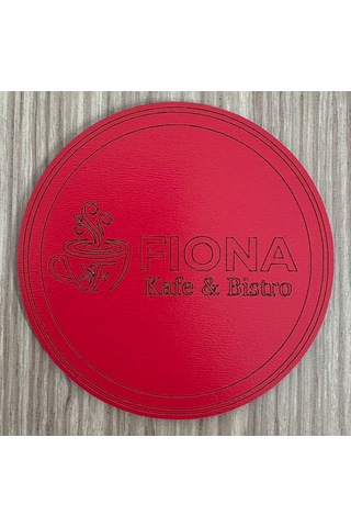 10'lu Kişiye / Şirkete Özel Logolu Bardak Altlığı Seti Lazer Kesim Kurumsal Hediye 9 Cm Kırmızı