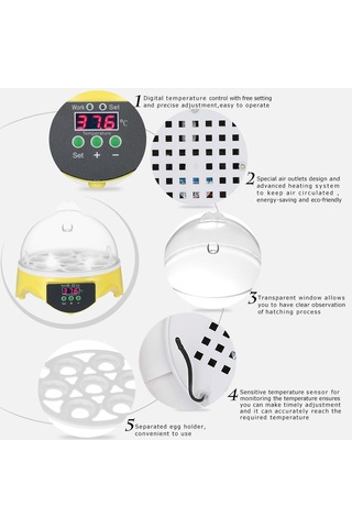 Geeksen Yumurta Mini Dijital Yumurta Kuluçka Makinesi Kuluçka Makinesi Şeffaf Yumurta Kuluçka Maki Kuluçka Makinesi