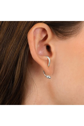 Kadınlar İçin Yılan Küpe, Abartılı Ve Şık Takılabilir Hayvan Küpe, Siyah.