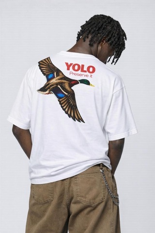 Yolo Street Yolo Preserve It Baskılı Oversize Beyaz Tişört %100 Pamuk Unisex Beyaz