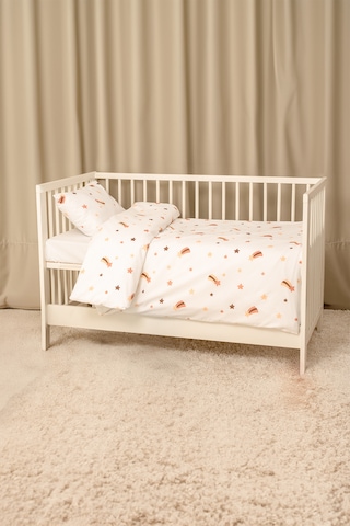 Bebek Nevresim Takımı Fermuarlı 95x145 CM Kahve Yıldız