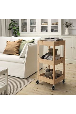 Ikea Loshult Servis Arabası, Çam, 38x38x82 Cm Çok Renkli
