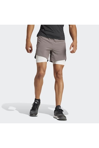 Adidas Wo Pow 2ın1 Erkek Spor Taytlı Şort - Is3842 Gri