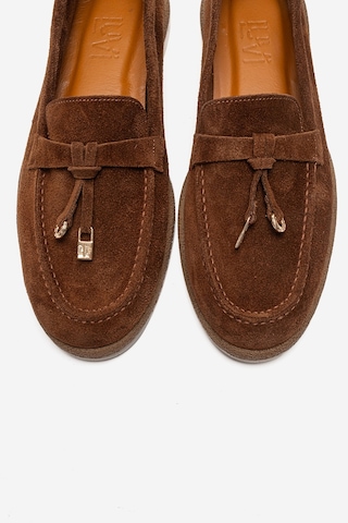 Luvishoes Ilvena Taba Süet Hakiki Deri Kadın Loafer Ayakkabı