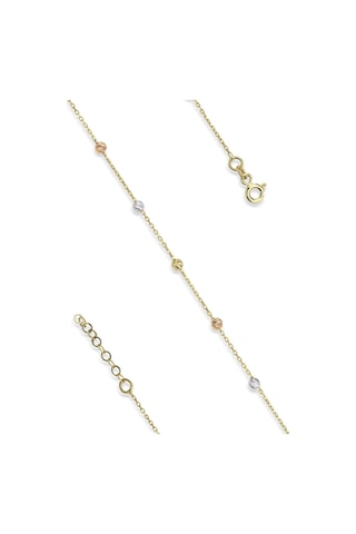 Fiyonk Kuyumculuk 14 Ayar Altın Tek Sıra Zincirli Dorika Top Detaylı Bileklik Sarı Altın