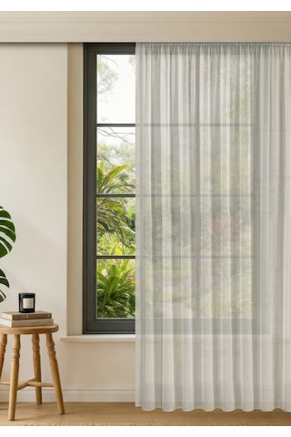 Gauze Fabric Design Bambu İpeksi Dokulu Tül Perde Normal Pile 1 X 2.5 Krem