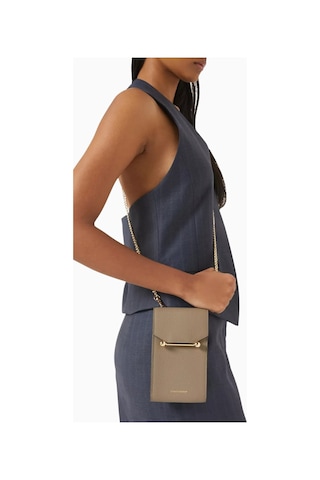 Strathberry Mosaic Taupe Bej Deri Phone Pouch Çanta, Şık Ve Fonksiyonel Tasarım Omuz Çantası