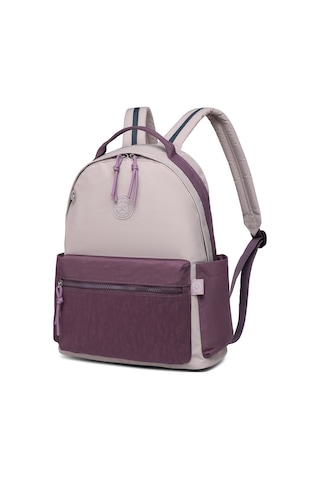 Smart Bags Büyük Boy Laptop Bölmeli Su Geçirmez Kumaş Renkli Okul Çantası Bej/mürdüm