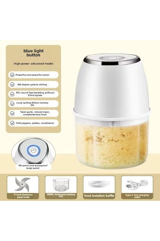 Dianziye Evde Sarımsak, Sarımsak Tozu Ve Etüvarı Hızlı Öğütmek İçin Elektrikli Blender - 300ml Beyaz Pp Kupa + 4 Yapraklı Geliştirilmiş Bıçak Diğer