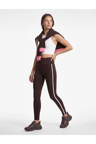 Koton Yüksek Bel Biyeli Slim Fit Spor Tayt Kahverengi 6wak40265nk Kahverengi