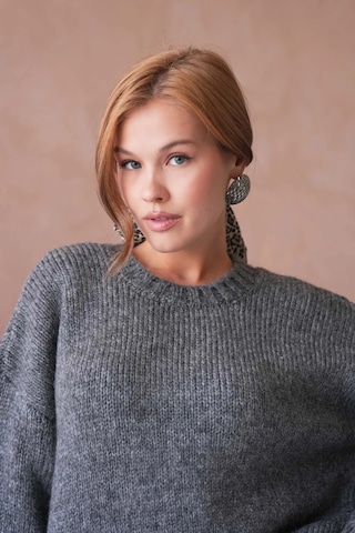 Kadın Bisiklet Yaka Yumuşak Dokulu Oversize Triko Kazak 3032 Antrasit