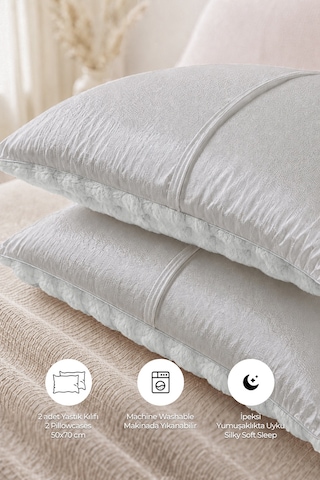 Bubble Kürklü Peluş 2'li Yastık Kılıfı 50x70 Cm Tavşan Tüyü Yumuşak Supersoft Dekoratif Gri