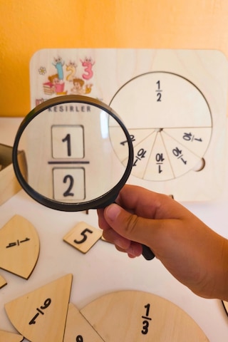 İlkokul Matematik Eğitici Kesir Daireleri Ahşap Oyuncak Etkinlik Seti Kolay Öğrenme Bölme Bultak
