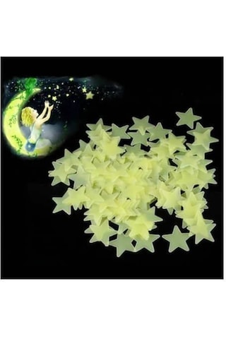 100 Adet Karışık Renk Fosforlu Yıldız Duvar Tavan Süsleri Çocuk Odası